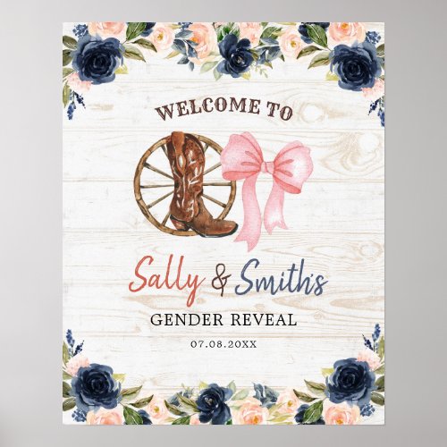 Country Boots or Bows Gender Reveal Welcome Sign