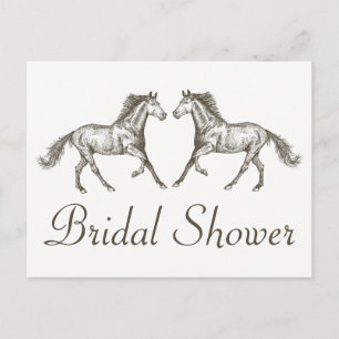 Country Bridal Shower Horse Brown Wedding Rustic Invitation Postcard