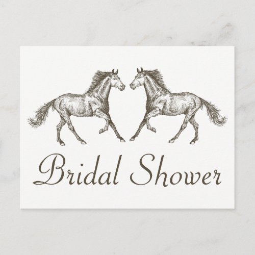 Country Bridal Shower Horse Brown Wedding Rustic Invitation Postcard