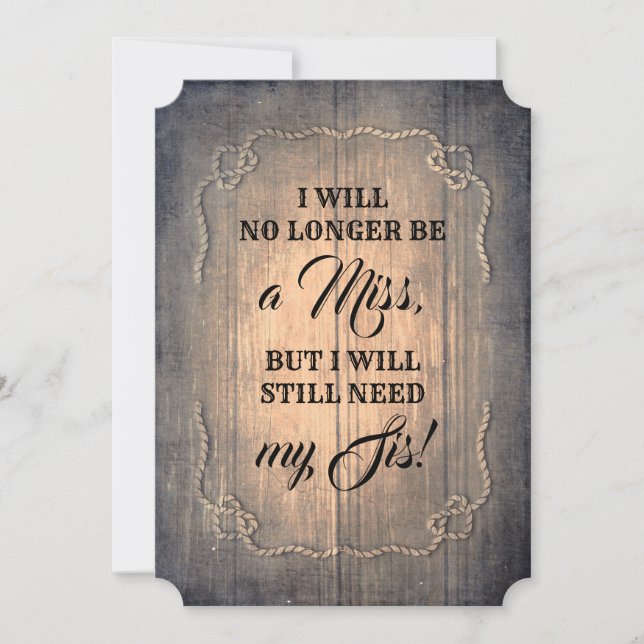 Country Bridesmaid / Maid of Honor Proposal Invitation (Front)