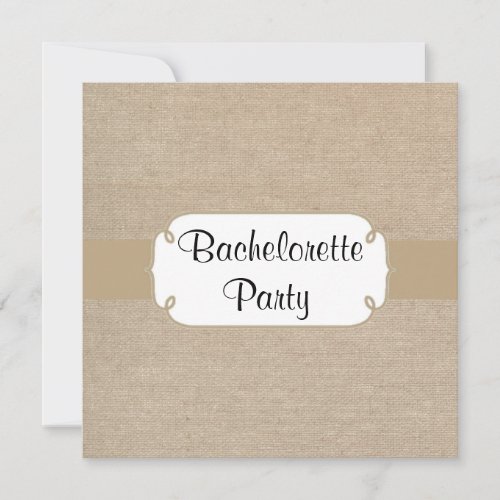 Country Brown Sand Burlap Bachelorette Party Invitation