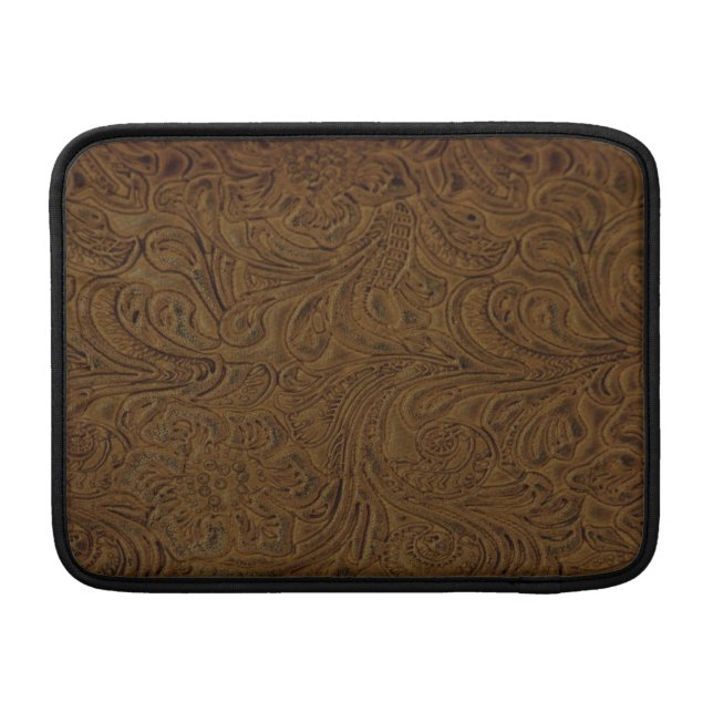 Country Brown Tooled Leather Look MacBook Air Sleeve (Back)