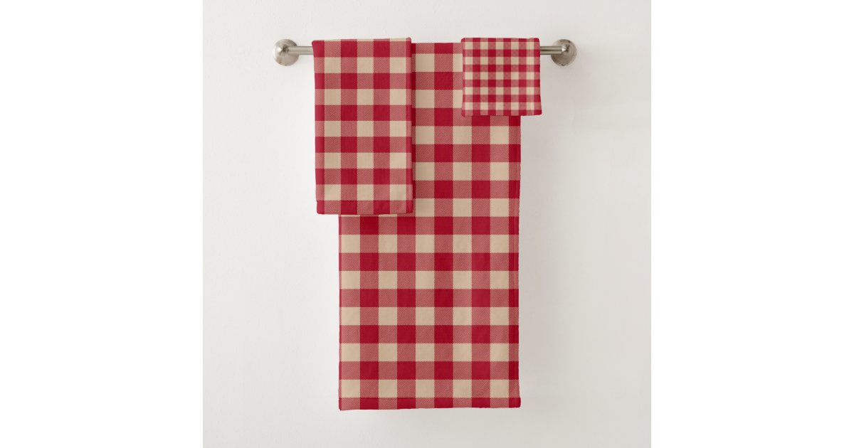 Red Black Lumberjack Buffalo Plaid Pattern Bath Towel Set, Zazzle