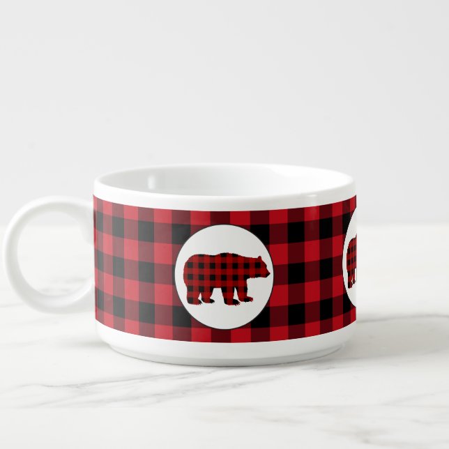 Country Buffalo plaid bear chili bowl (Right)