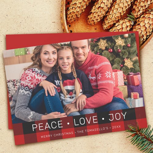 Country Buffalo Red Black Plaid Photo Holiday Card