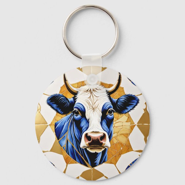 Country Bull Artwork Keychain (Front)