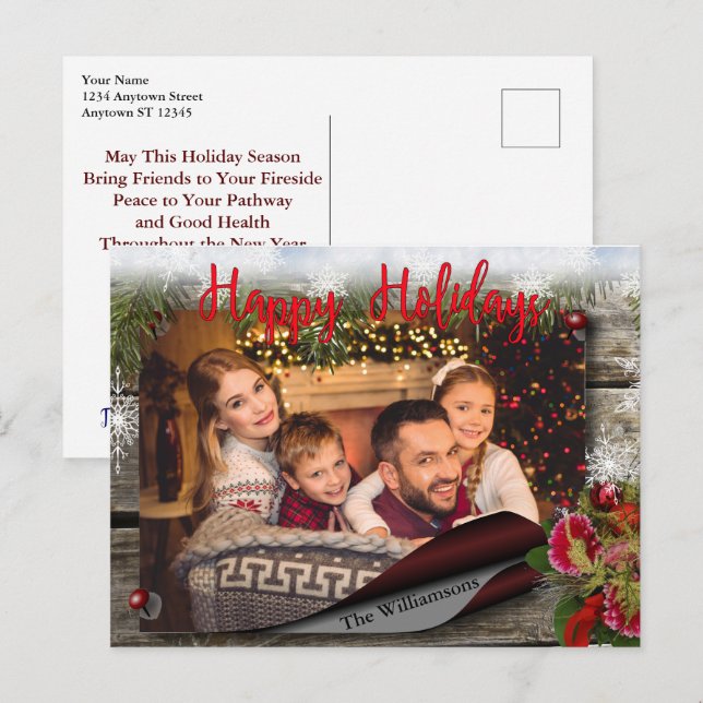 Country Bulletin Board Happy Holidays Photo Postcard (Front/Back)