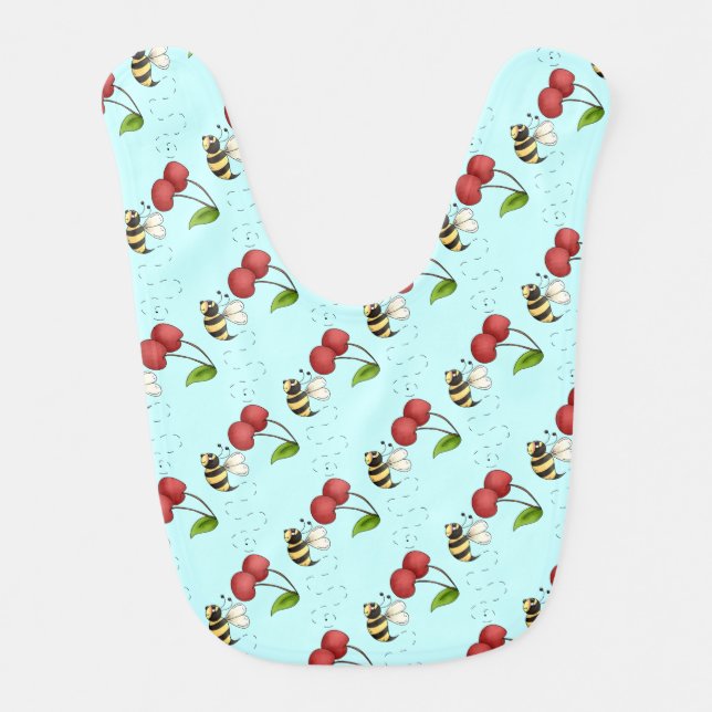 Country Bumble Bee Aqua Blue Boy Bib (Front)