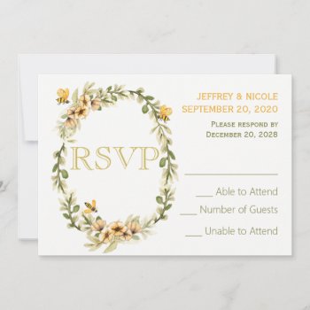 Country Bumble Bee Floral Wedding Rsvp Invitation by My_Wedding_Bliss at Zazzle