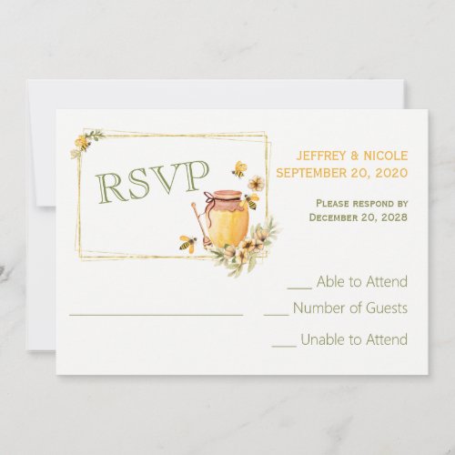 Country Bumble Bee Floral Wedding RSVP Invitation