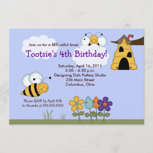 Country Bumble Bees 5x7 Beehive Birthday Invite