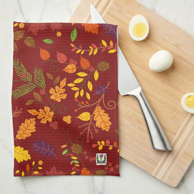 Country Bumpkins Fall Leaves Kitchen Towel 53086a5 (Quarter Fold)