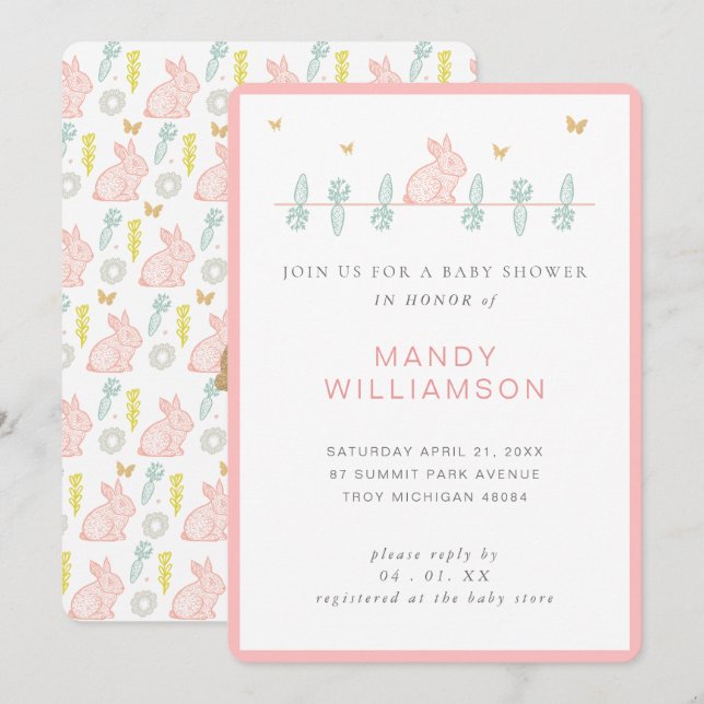 Country Bunny Rabbit Easter Baby Shower Invitation (Front/Back)