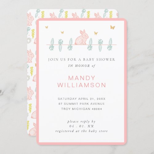 Country Bunny Rabbit Easter Baby Shower Invitation