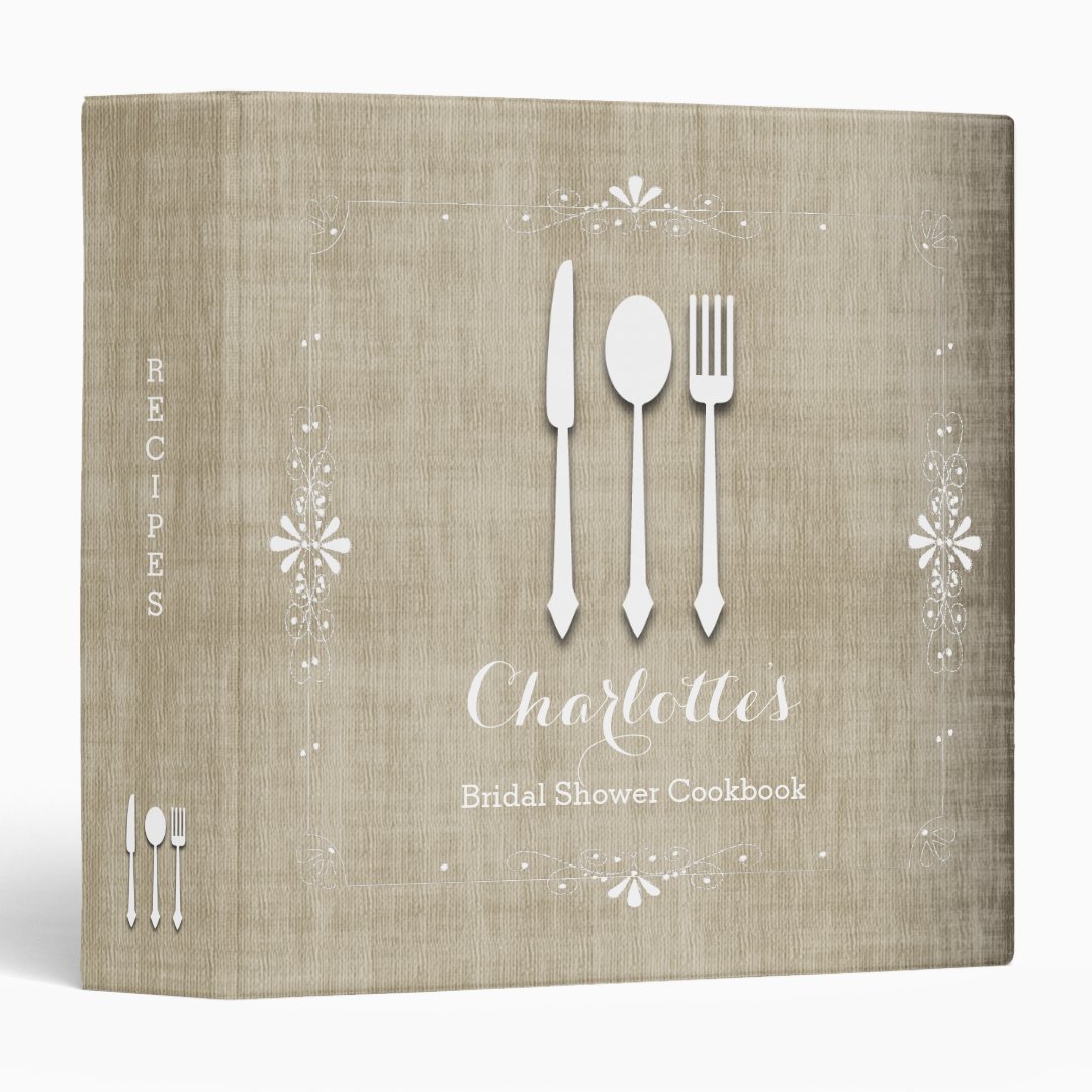 Country Burlap Bridal Shower Cookbook Binder Zazzle