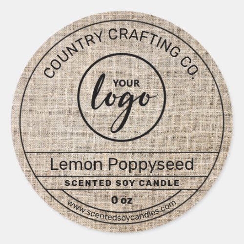 Country Burlap Brown Soy Candle Labels