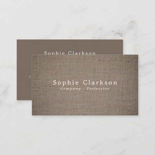 Country Burlap Effect Rustic Business Card