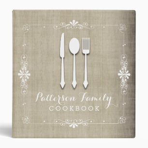 Country Burlap Family Recipe Cookbook Binder