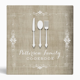 Country Burlap Family Recipe Cookbook Binder