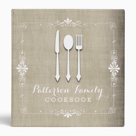Country Burlap Family Recipe Cookbook Binder