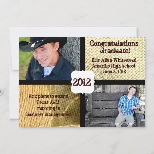 Country Burlap Photo Graduation Announcement