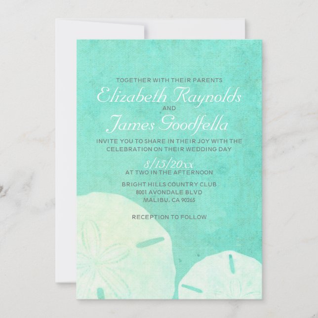 Country Burlap Sand Dollar Wedding Invitations (Front)