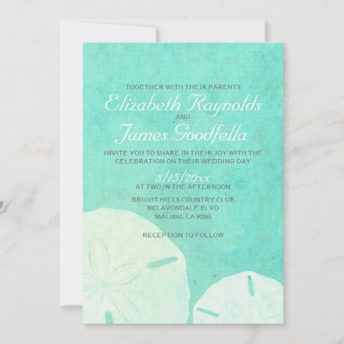Country Burlap Sand Dollar Wedding Invitations