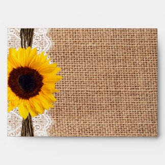 Country Burlap Sunflower Lace Twine Print Envelope