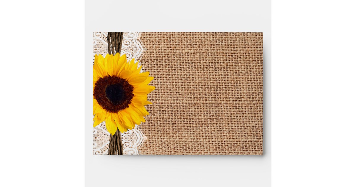 Download Country Burlap Sunflower Lace Twine Print Envelope | Zazzle.com