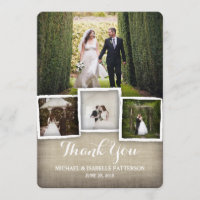 Country Burlap Wedding Photo Thank You Card