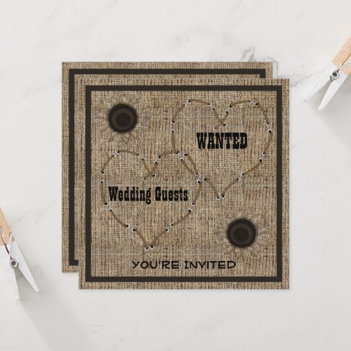 Country Burlap Western Wedding Invitations