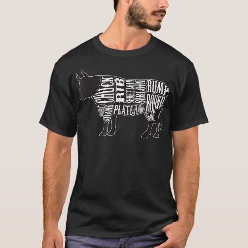 Country Butcher Cut Chart Bull Cow Beef Meat   Lar T_Shirt