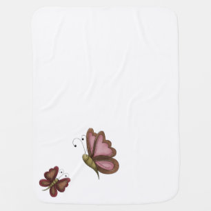 Country Butterfly White Unisex Swaddle Blanket