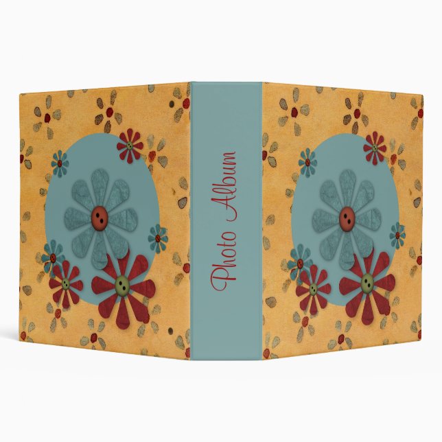 Country Button Flower Photo Binder (Background)