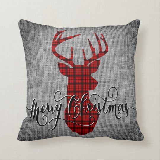 Country Cabin Christmas Deer Throw Pillow Zazzle Com