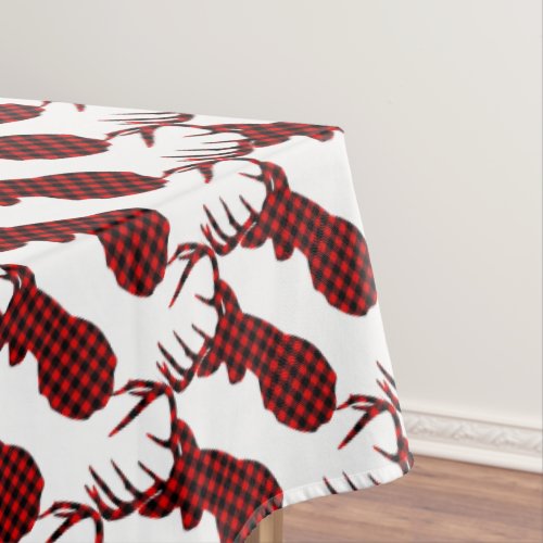 country cabin red buffalo plaid christmas deer tablecloth