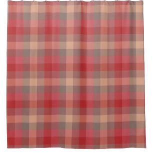 Country Cabin Rose Red Plaid Pattern Shower Curtain