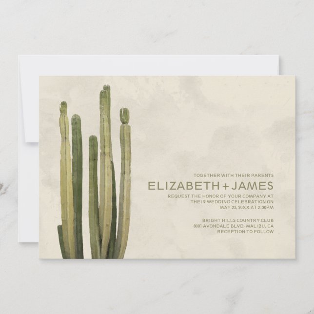 Country Cactus Wedding Invitations (Front)