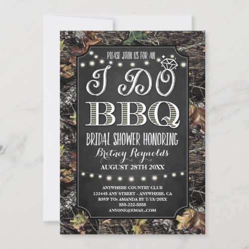 Country Camo I Do BBQ Bridal Shower Invitations