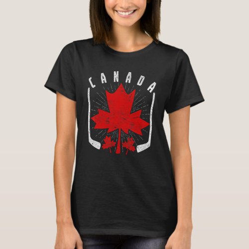 Country Canadian Maple Leaf Ice Hockey Canada T_Shirt