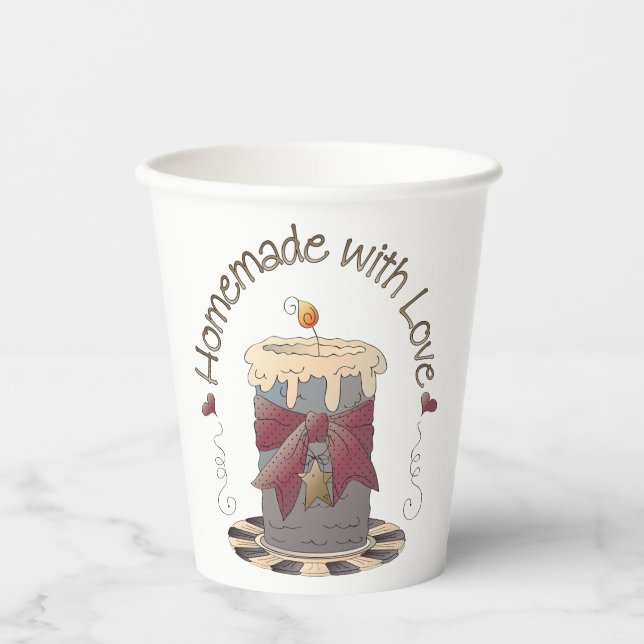 Country Candle Rustic Homemade with Love Paper Cups (Front)