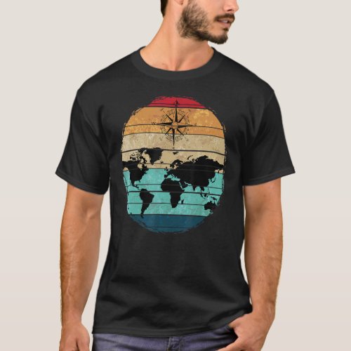 Country Cartography Compass Traveling Retro World  T_Shirt