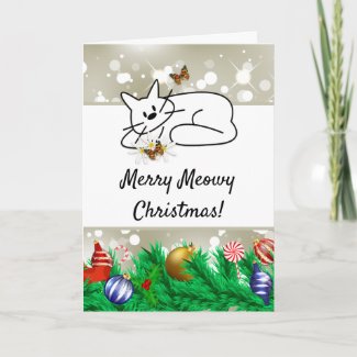 Merry Christmas Cat Theme Greeting Cards