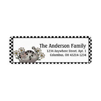 Country Cat & Daisies Return Address Labels