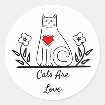 Country Cats Are Love   Classic Round Sticker by bonfirecats at Zazzle