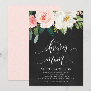 Country Chalkboard Blush Floral Fall Baby Shower Invitation