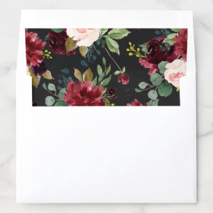 Country Chalkboard Burgundy and Blue Flowers Fall Envelope Liner