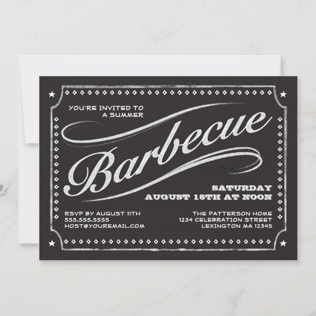 Country Chalkboard Summer Barbecue Invitation (Front)