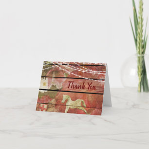 Country Charm Flowers Rocking Horse Thank You Card