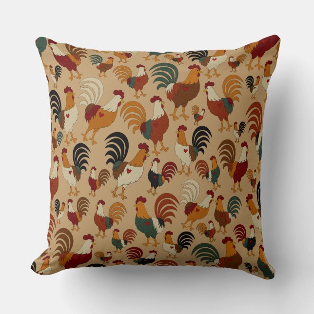 Country Charm Rooster Pillow (Front)